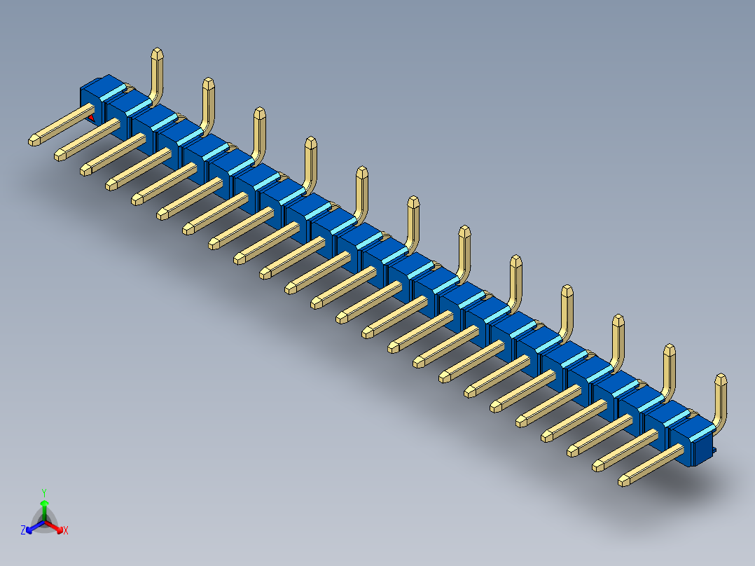 彩色公排针 100mil 2.54mm 系列-DS1022_blue_24p_100mil_Type_SMT_R2_rev1.0正等轴测图