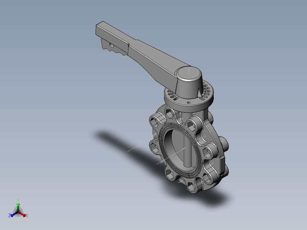 PVC管件-4in_PVC BUTTERFLY VALVE正等轴测图