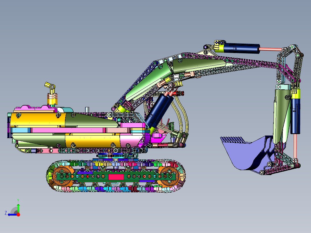 电动大号工程系列挖掘机积木玩具右视图