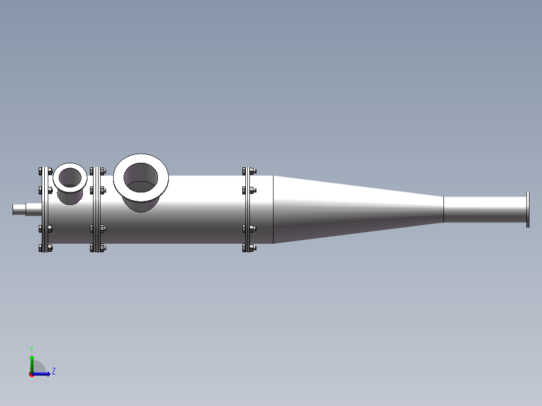 基于TRIZ的复合式旋流器创新设计及实验工艺分析【一种新型的油水分离设备】左视图