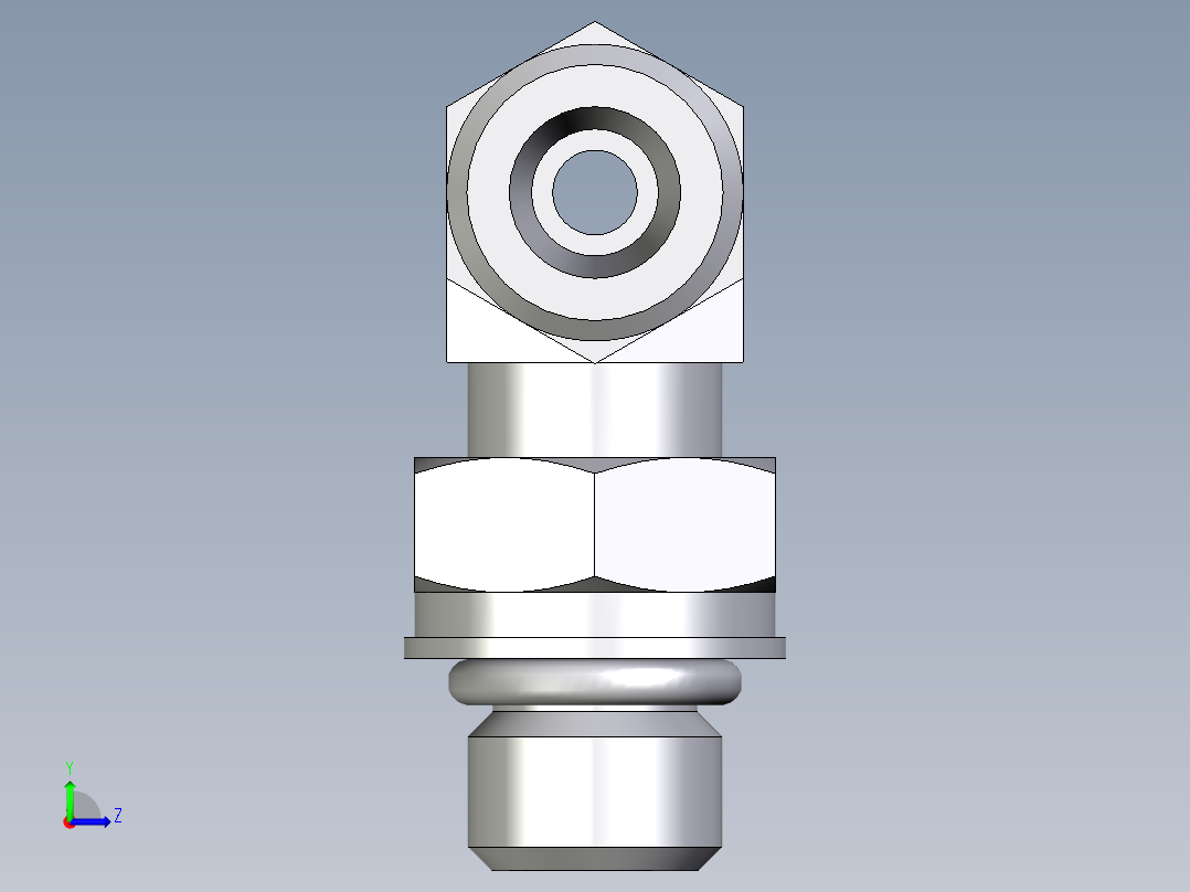 卡套式工业通用硬管接头EO_Adjustable_locknut_branch_tee_TEE06SMOROMDCF左视图