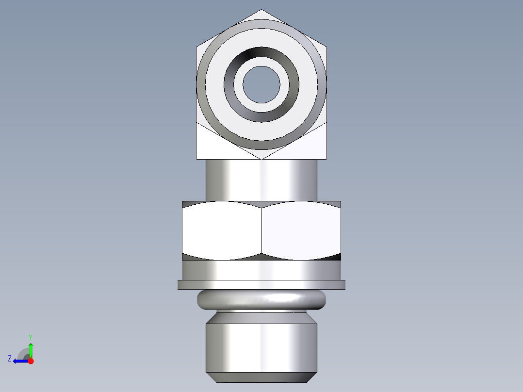 卡套式工业通用硬管接头EO_Adjustable_locknut_branch_tee_TEE06SMOROMDCF右视图