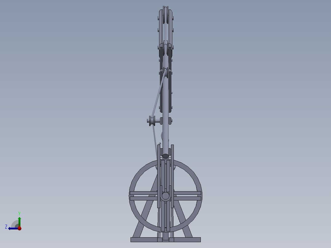 欧洲中世纪的起重机结构模型右视图