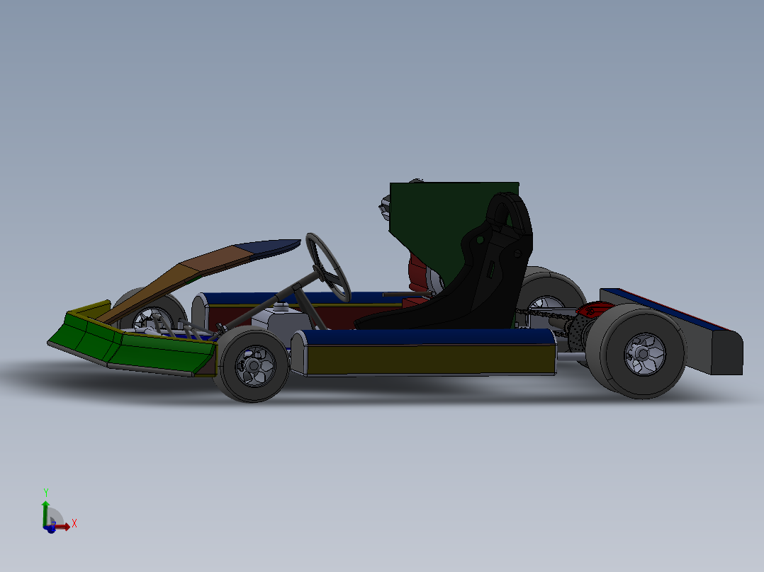 44-简易卡丁车模型<span style='color: red'>3D</span>图纸 SOLIDWORKS设计 附IGS格式