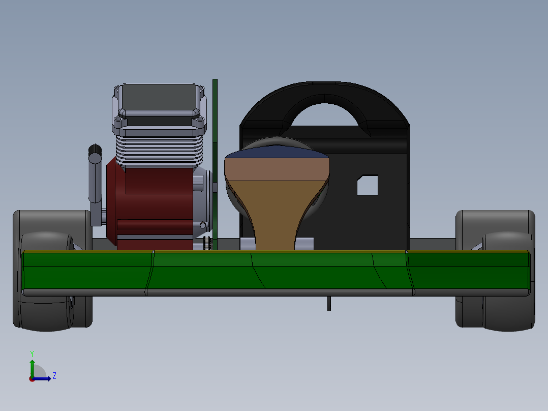 44-简易卡丁车模型3D图纸 SOLIDWORKS设计 附IGS格式左视图