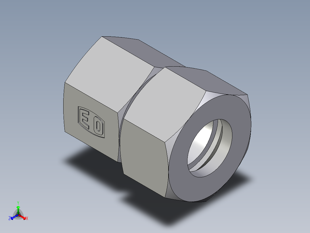 卡套式工业通用硬管接头EO_Swivel_connector_GAI25ZSMCF正等轴测图