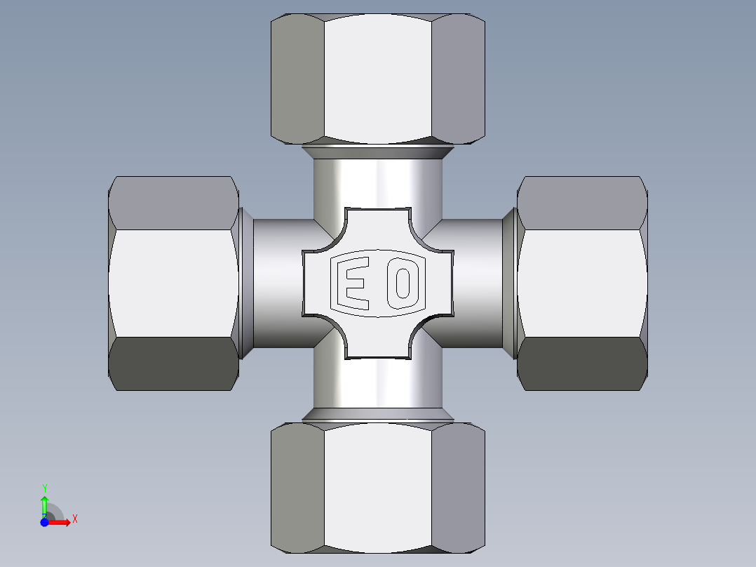 卡套式工业通用硬管接头EO_Union_cross_K12LCF前视图