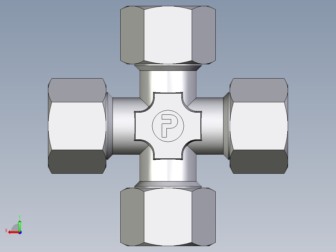 卡套式工业通用硬管接头EO_Union_cross_K12LCF后视图