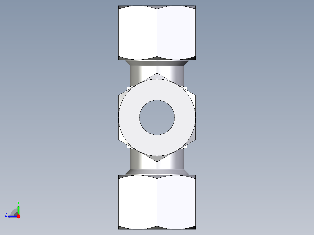 卡套式工业通用硬管接头EO_Union_cross_K12LCF右视图