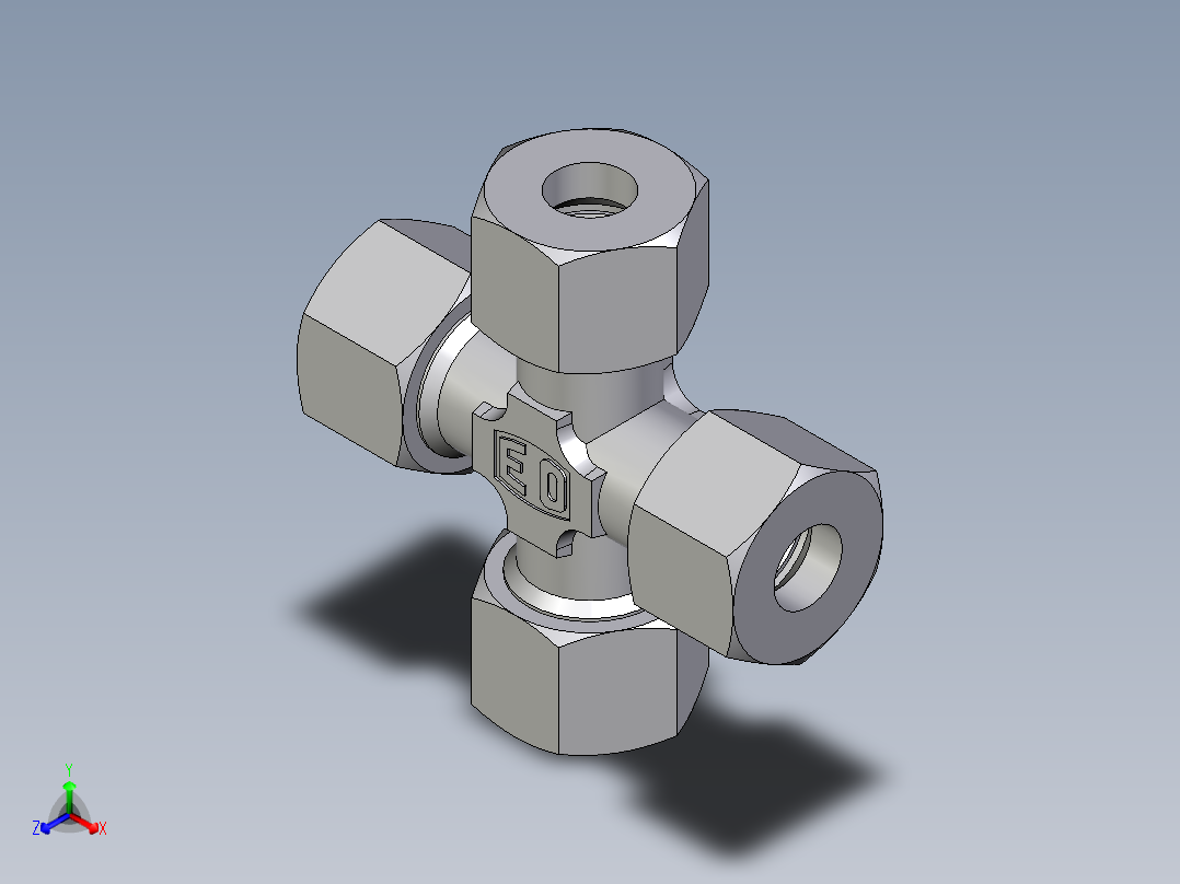 卡套式工业通用硬管接头EO_Union_cross_K12LCF正等轴测图