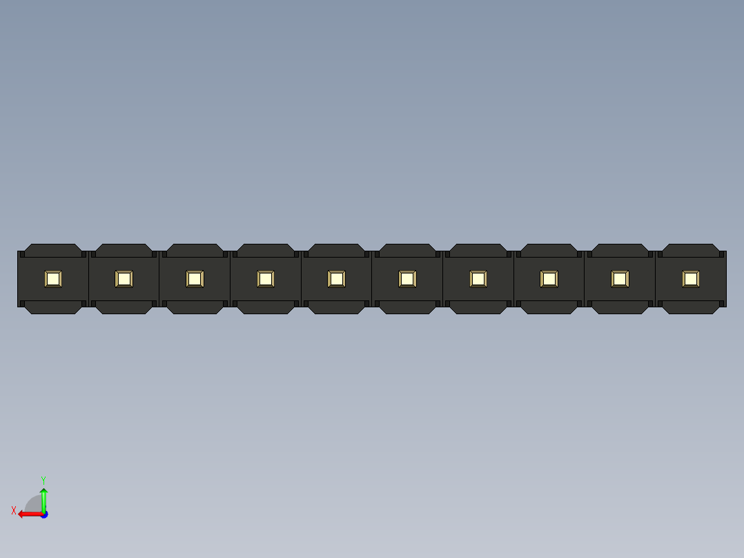 彩色公头100mil（2.54mm）系列-DS1021_black_1x10p_100mil_Type1_rev1.0后视图