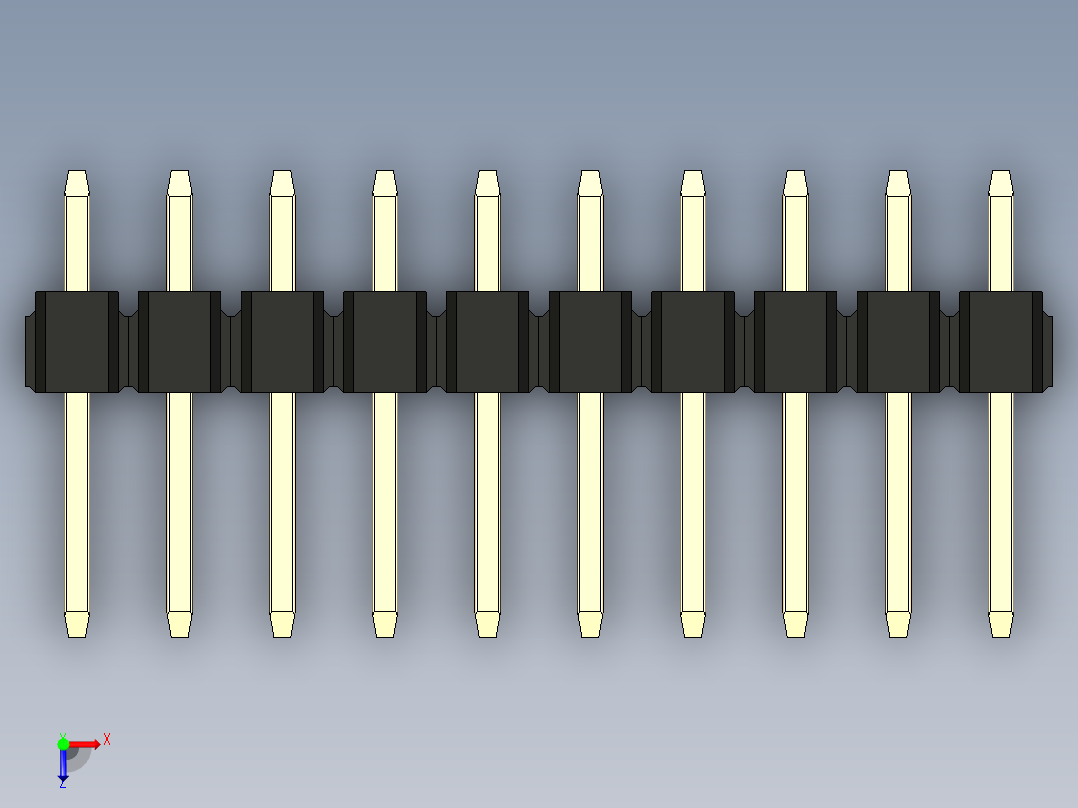 彩色公头100mil（2.54mm）系列-DS1021_black_1x10p_100mil_Type1_rev1.0俯视图