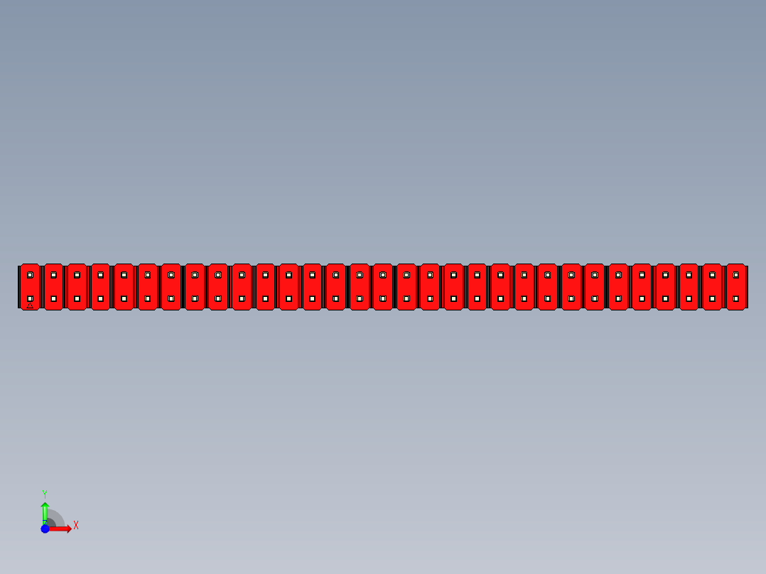 彩色公头100mil（2.54mm）系列-DS1021_red_2x31p_100mil_Type43_rev1.0前视图
