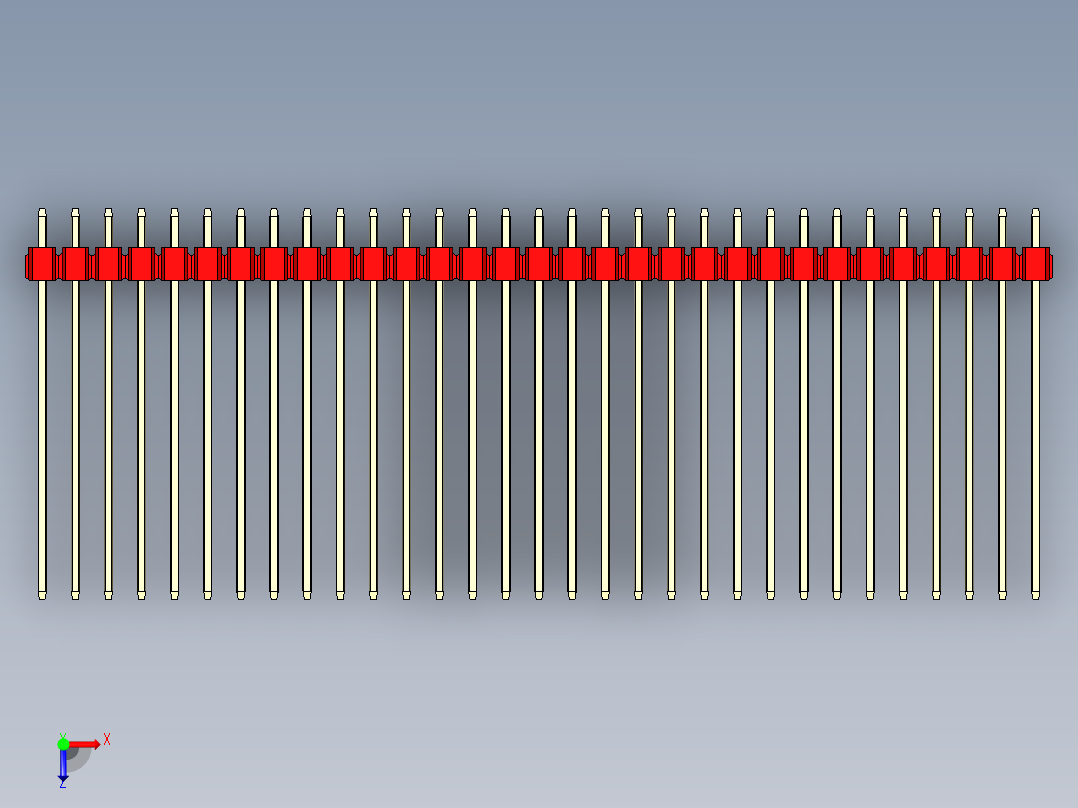 彩色公头100mil（2.54mm）系列-DS1021_red_2x31p_100mil_Type43_rev1.0俯视图