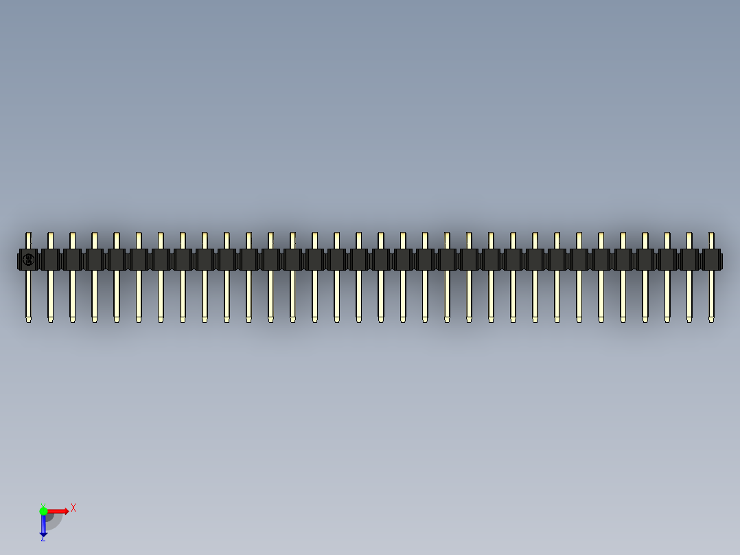 彩色公排针 100mil 2.54mm 系列-DS1022_black_1x32p_100mil_TypeD_rev1.0俯视图