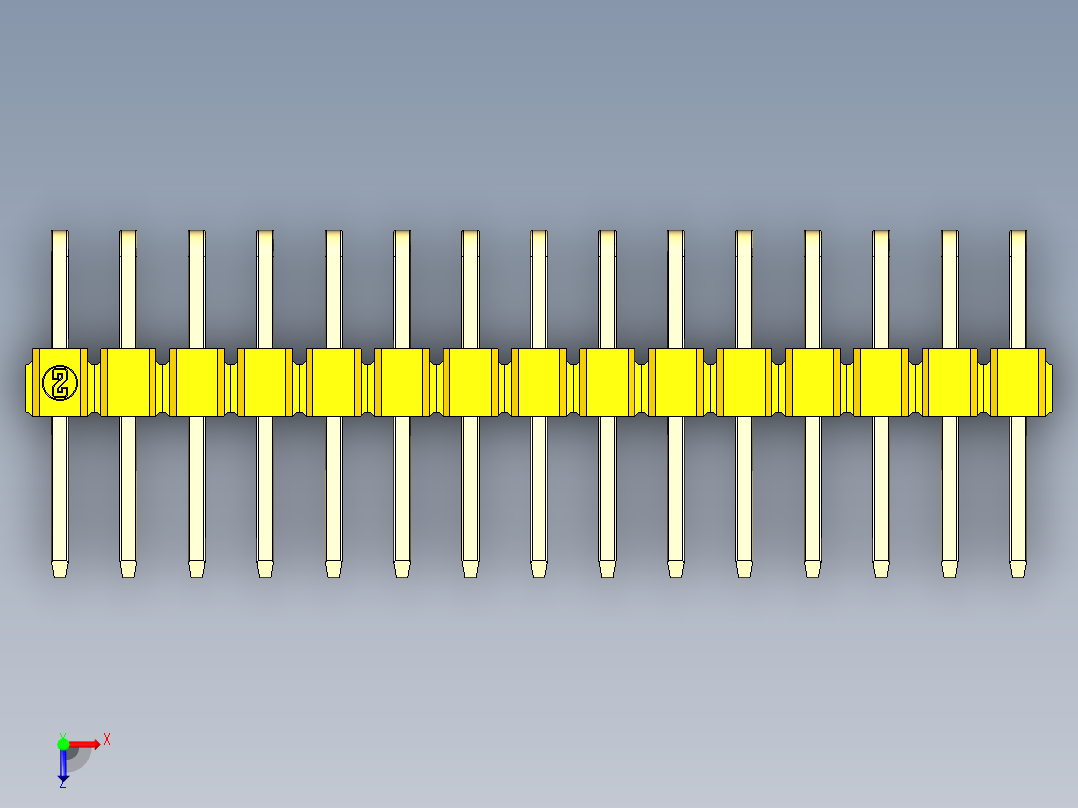 彩色公排针 100mil 2.54mm 系列-DS1022_yellow_2x15p_100mil_TypeD_rev1.0俯视图