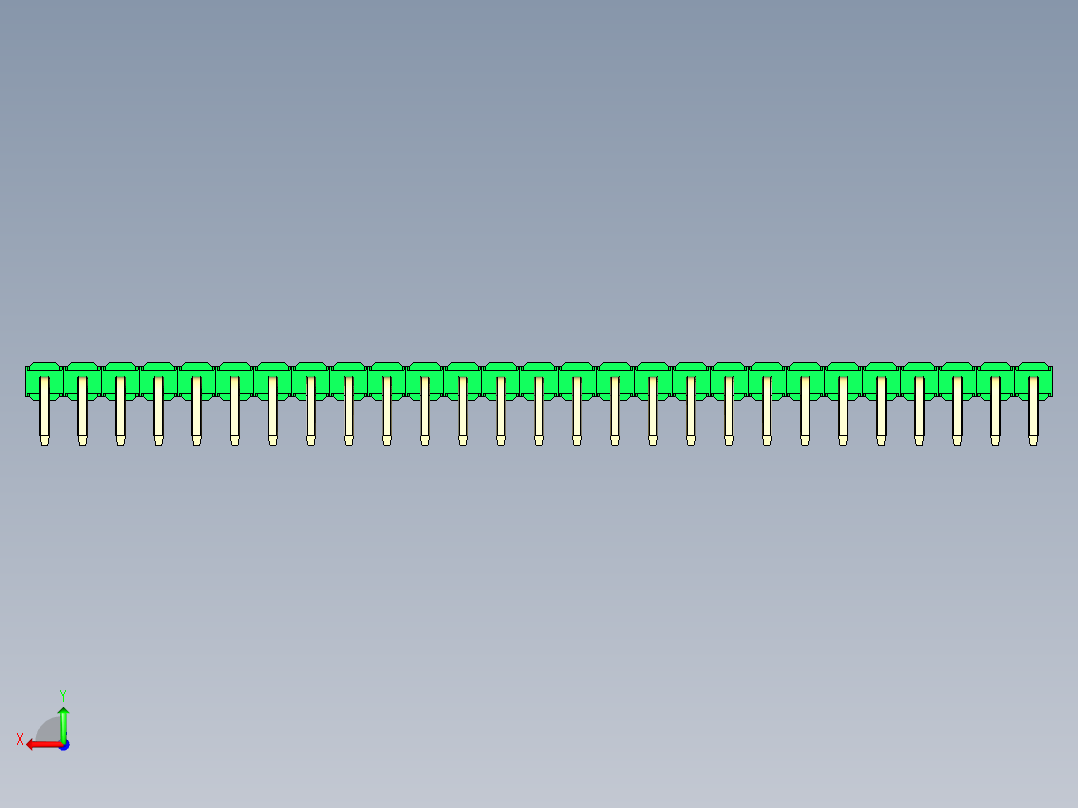 彩色公排针 100mil 2.54mm 系列-DS1022_green_1x27p_100mil_TypeD_rev1.0后视图
