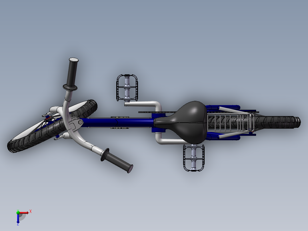 47---小型的自行车sw2010三维图纸模型设计图纸俯视图