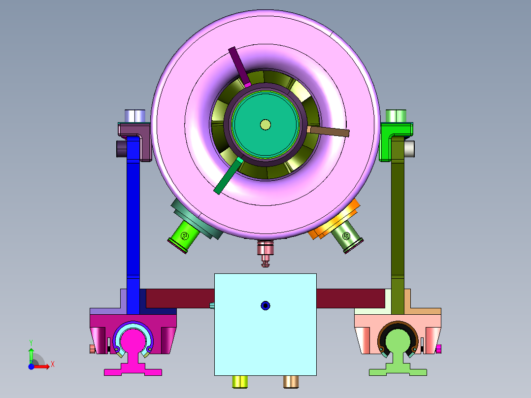 小推力级别喷气发动机试验台前视图