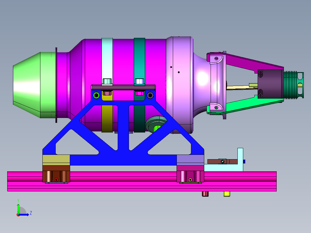 小推力级别喷气发动机试验台左视图