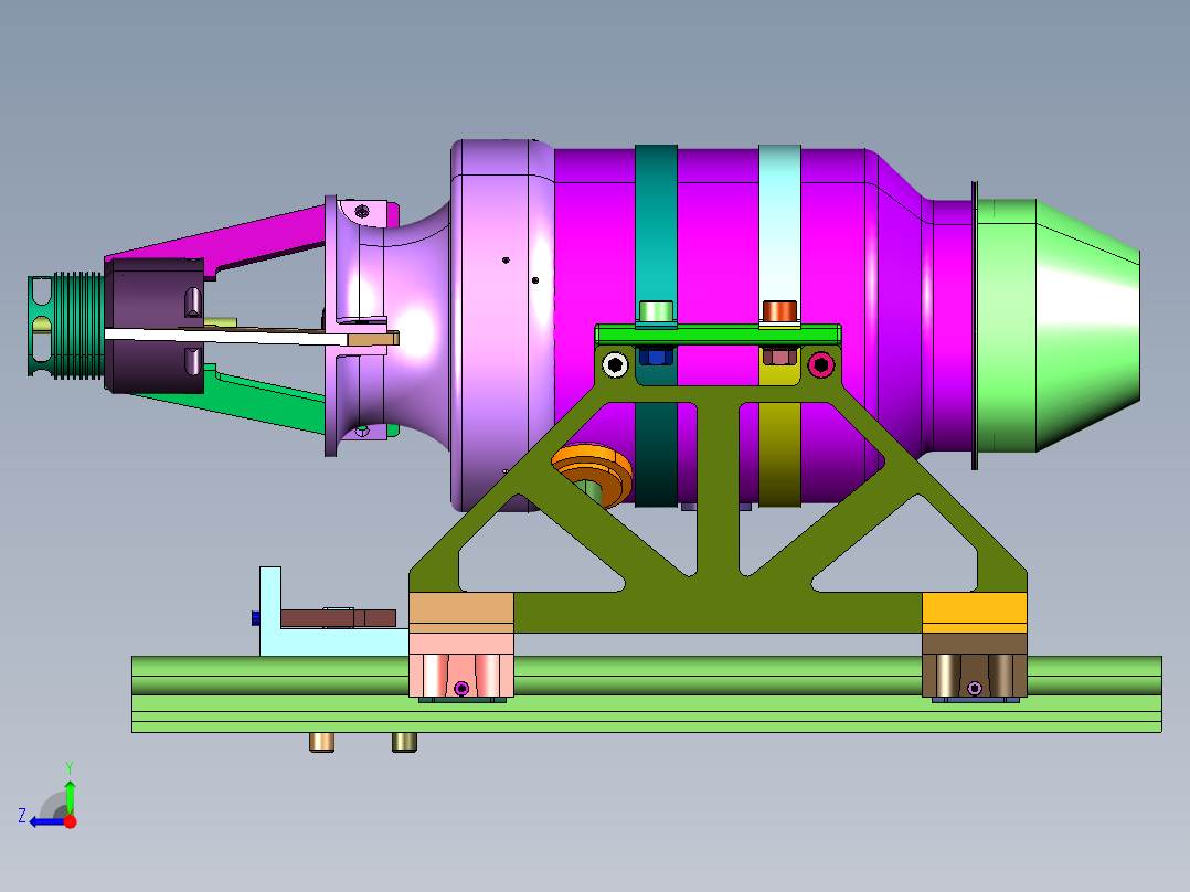 小推力级别喷气发动机试验台右视图
