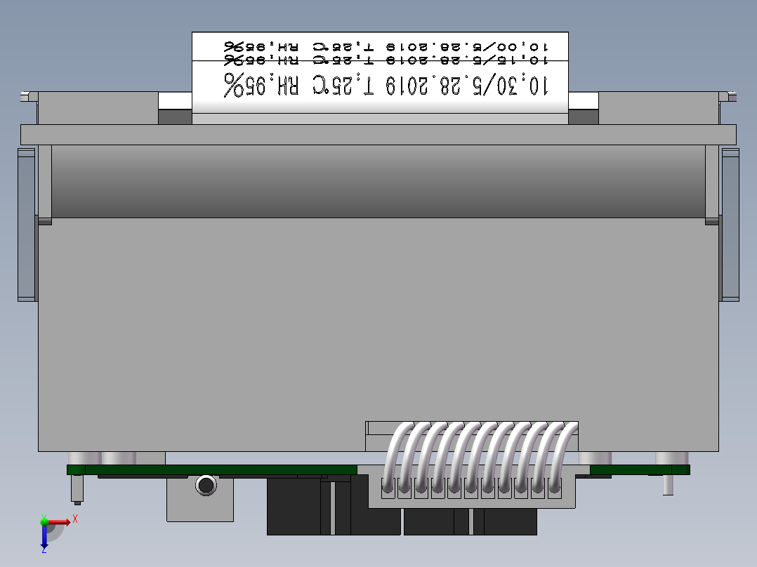 针式微型打印机三维SW模型设计资料俯视图