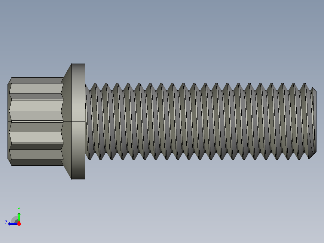 1_4in-28法兰头螺钉-1-4in-28 0.75long 12-point screws.STEP右视图