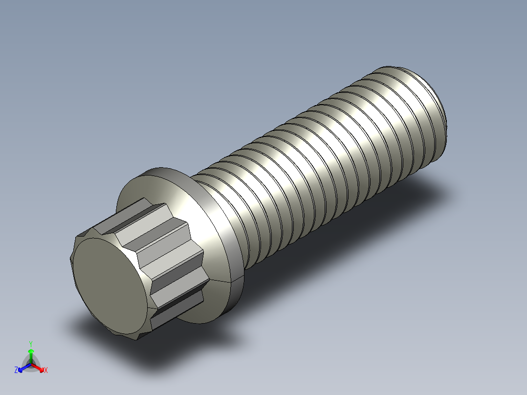 1_4in-28法兰头螺钉-1-4in-28 0.75long 12-point screws.STEP正等轴测图