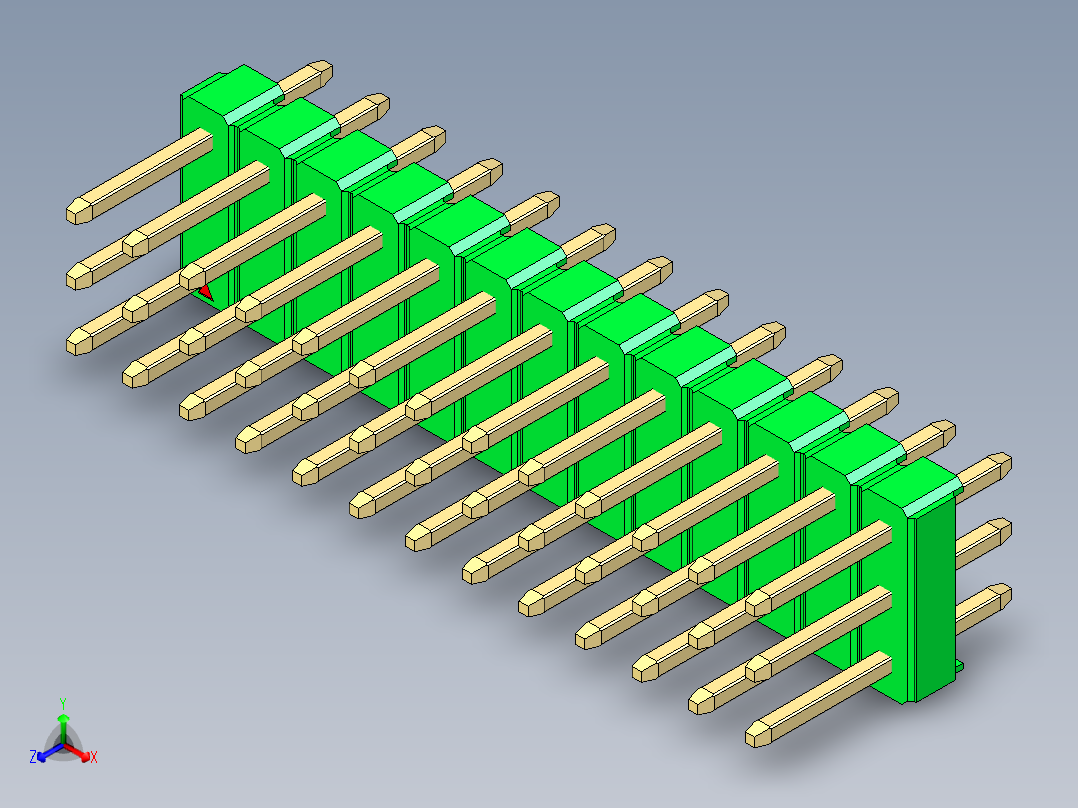 彩色公头100mil（2.54mm）系列-DS1021_green_3x13p_100mil_Type1_rev1.0