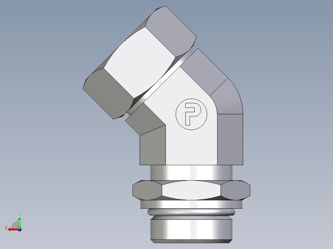 卡套式工业通用硬管接头EO_Adjustable_locknut_45_deg_elbow_VEE28LMORCF后视图