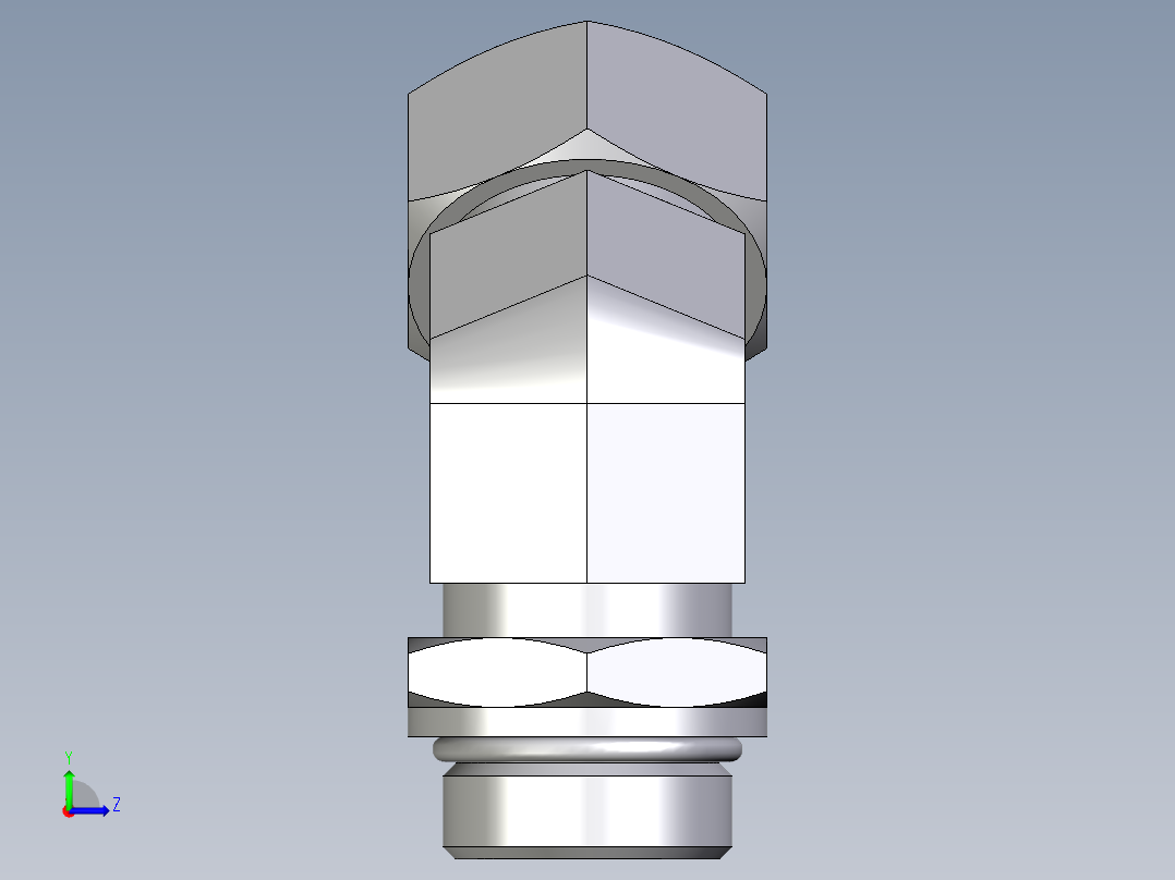 卡套式工业通用硬管接头EO_Adjustable_locknut_45_deg_elbow_VEE28LMORCF左视图