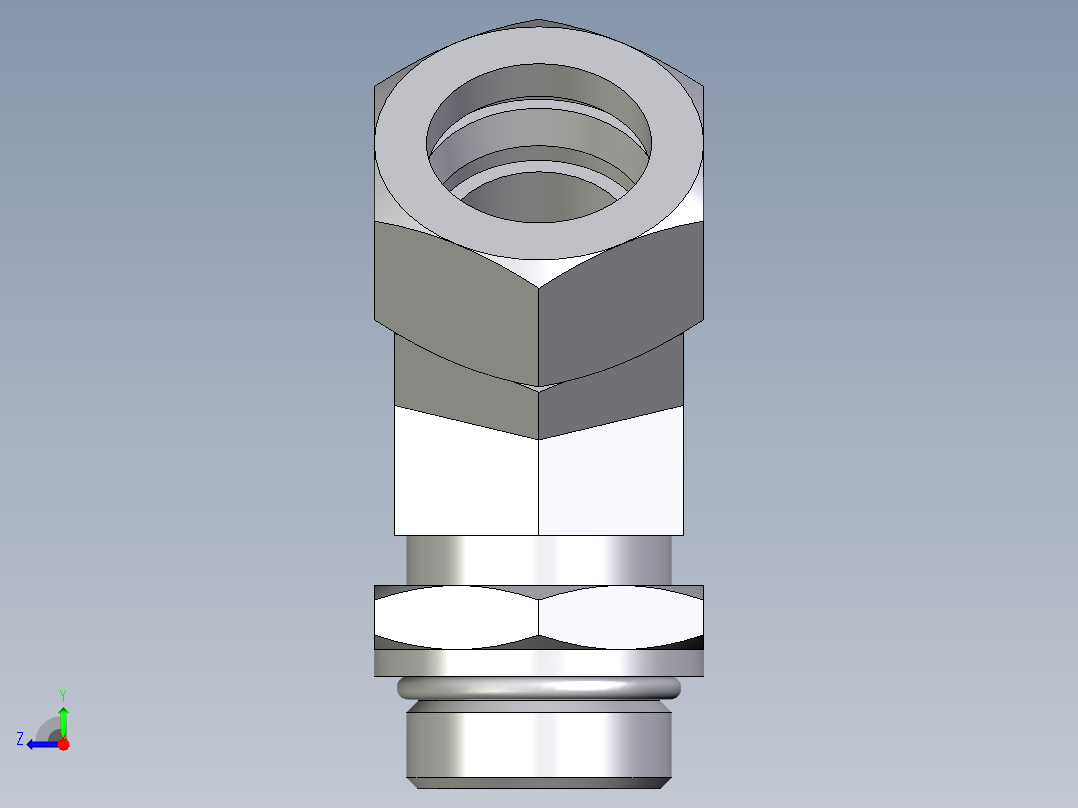卡套式工业通用硬管接头EO_Adjustable_locknut_45_deg_elbow_VEE28LMORCF右视图