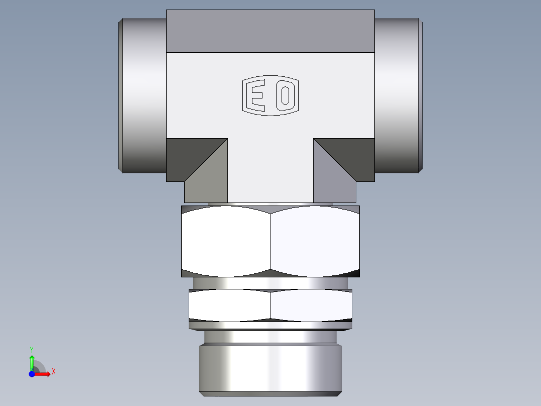 卡套式工业通用硬管接头EO_Assembled_adjustable_standpipe_branch_tee_EVT42LMOMD71前视图
