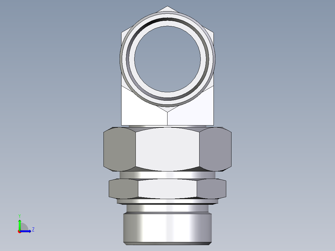 卡套式工业通用硬管接头EO_Assembled_adjustable_standpipe_branch_tee_EVT42LMOMD71左视图