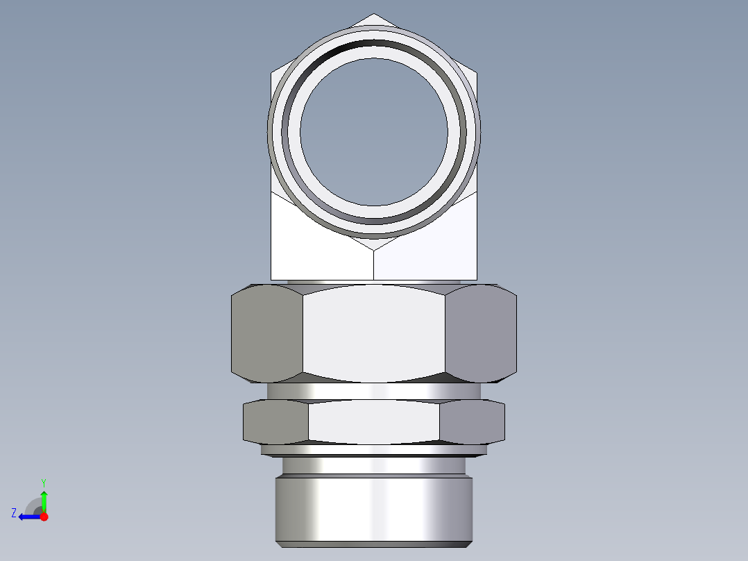 卡套式工业通用硬管接头EO_Assembled_adjustable_standpipe_branch_tee_EVT42LMOMD71右视图
