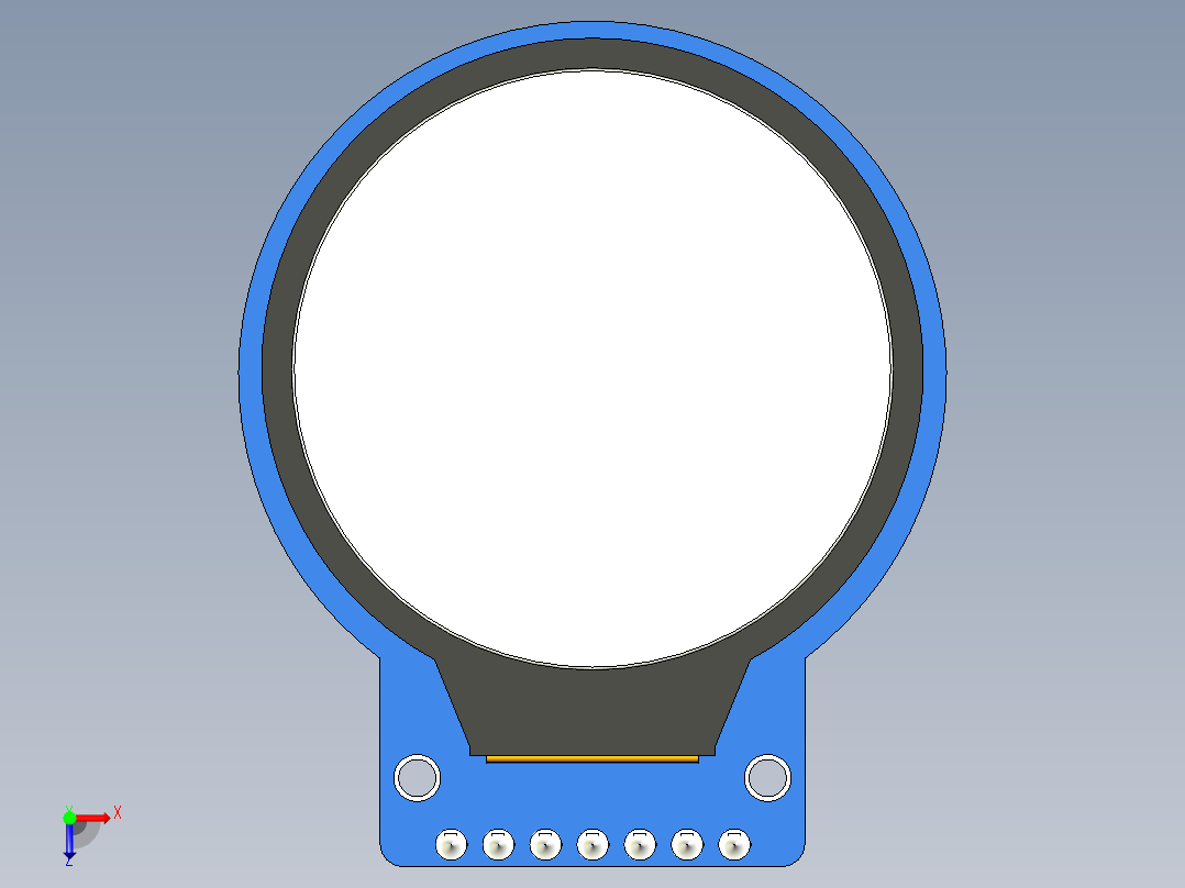 1.28 英寸圆形 TFT LCD 显示屏4 线 SPI 接口俯视图