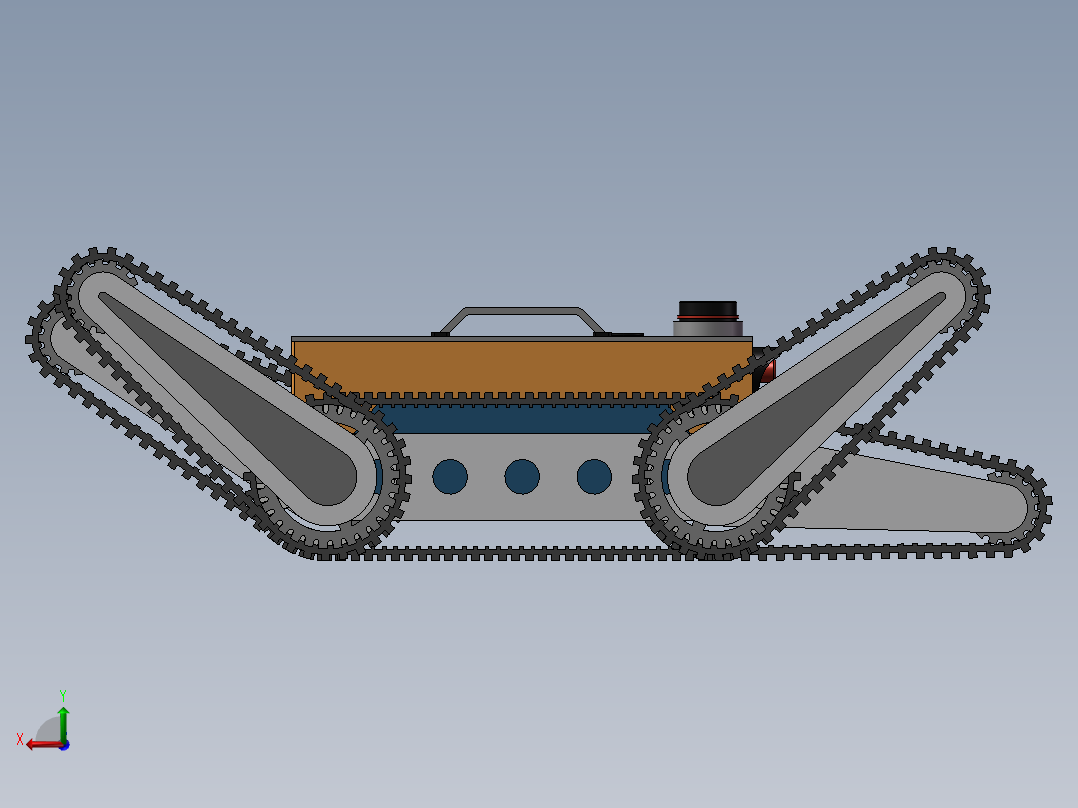 极限地形爬楼梯履带车后视图