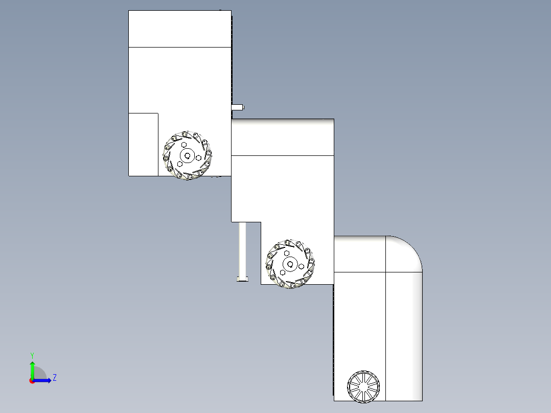 三级楼梯清洁机三维SW模型左视图