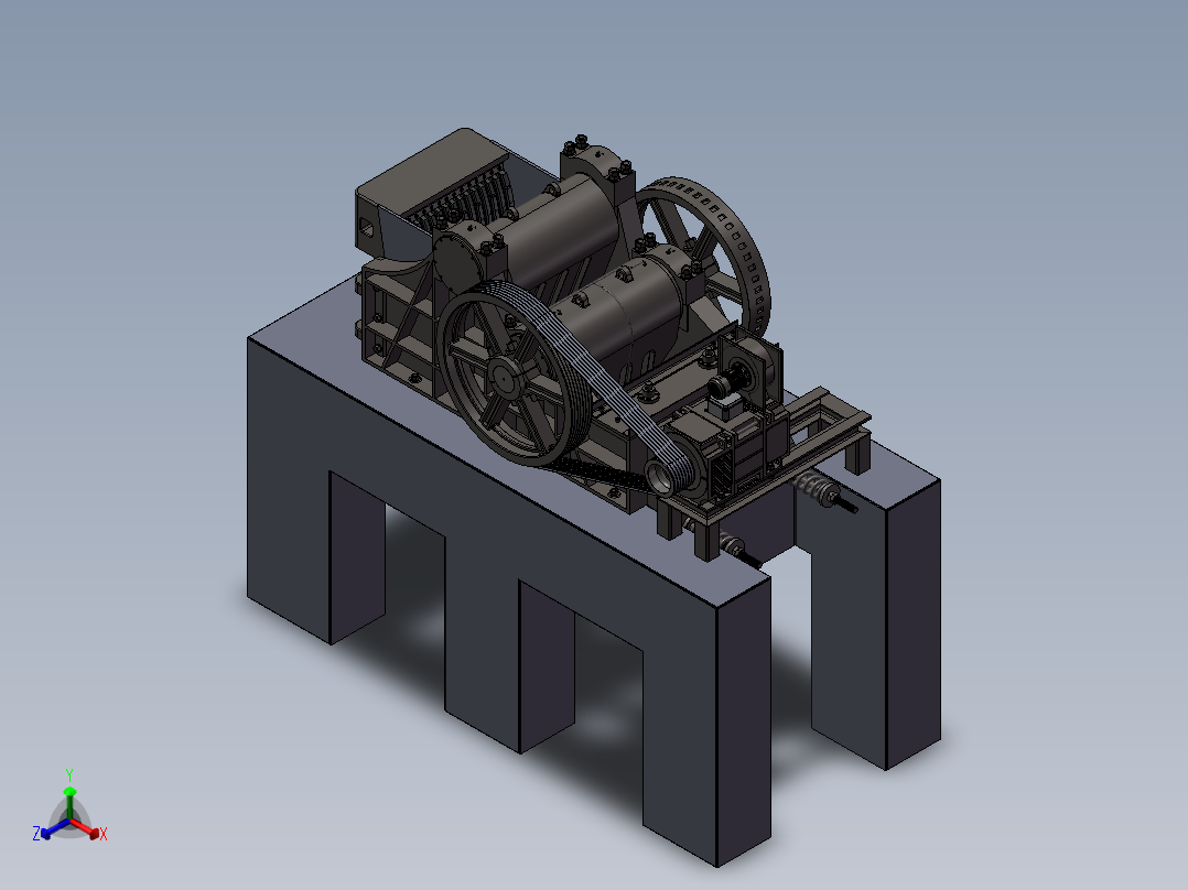 B13-双肘颚式破碎机 3D模型正等轴测图