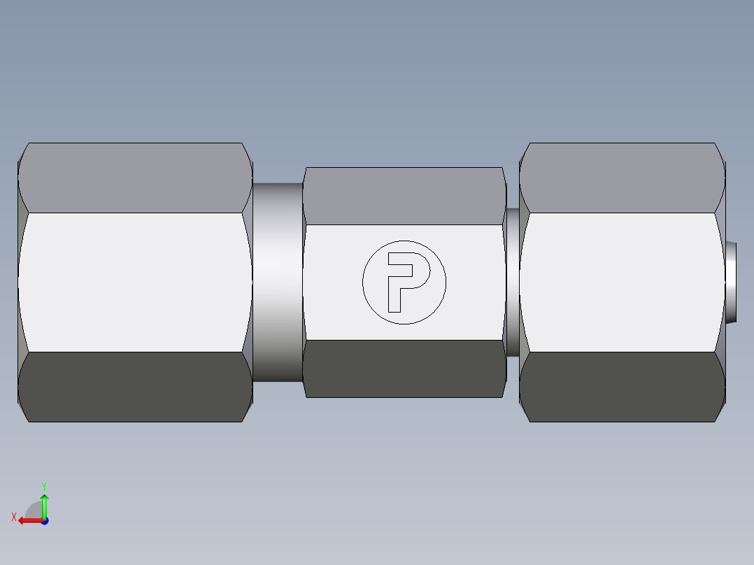 卡套式工业通用硬管接头EO_Distance_piece_adapter_DA06ZSCF后视图