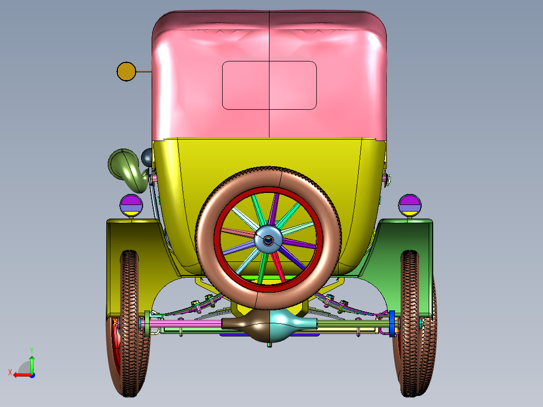 福特敞开老爷车后视图