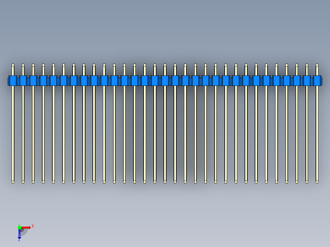 彩色公头100mil（2.54mm）系列-DS1021_blue_2x31p_100mil_Type43_rev1.0俯视图