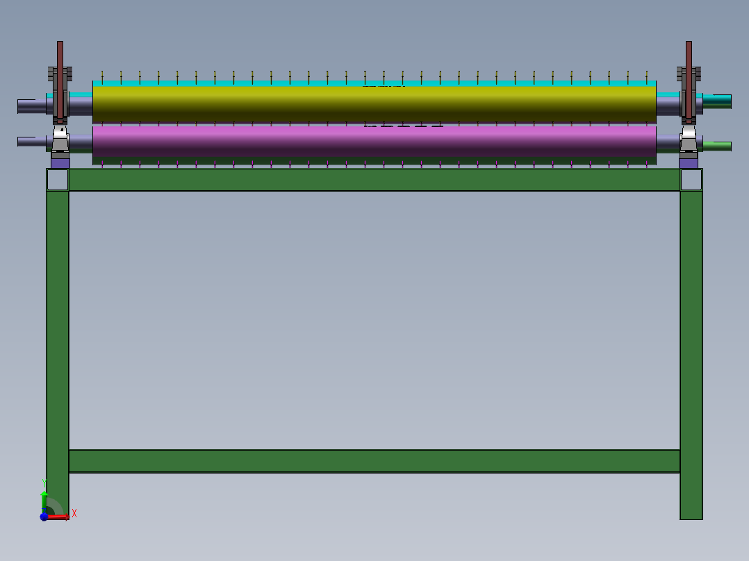 钢化玻璃自动清洗滚筒线sw12可编辑前视图