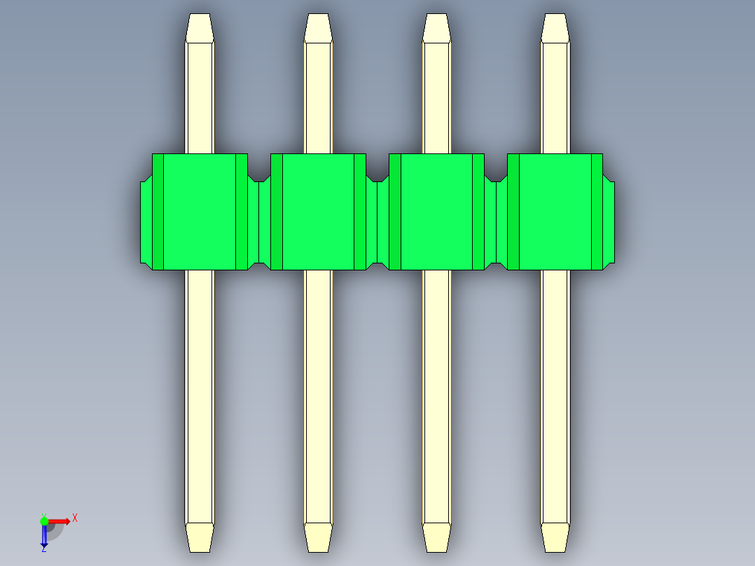 彩色公头100mil（2.54mm）系列-DS1021_green_3x04p_100mil_Type1_rev1.0俯视图