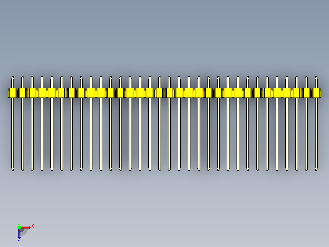 彩色公头100mil（2.54mm）系列-DS1021_yellow_2x32p_100mil_Type19_rev1.0俯视图