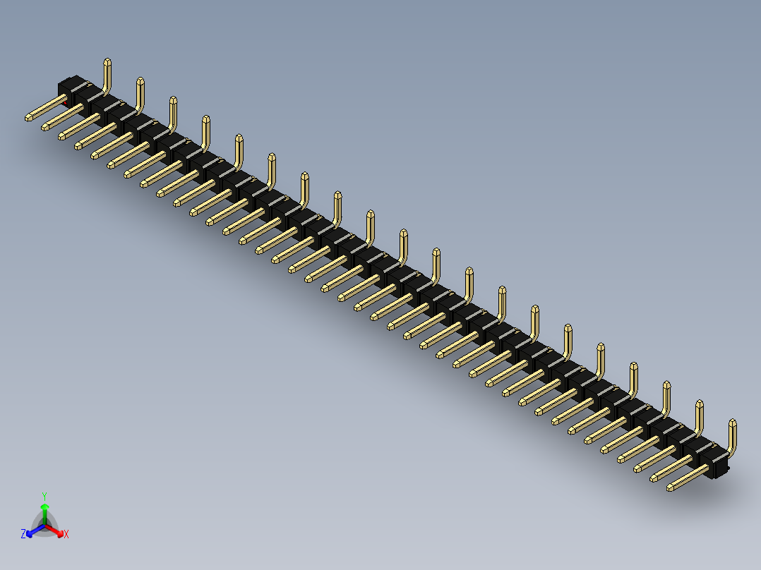 彩色公排针 100mil 2.54mm 系列-DS1022_black_40p_100mil_Type_SMT_R2_rev1.0正等轴测图
