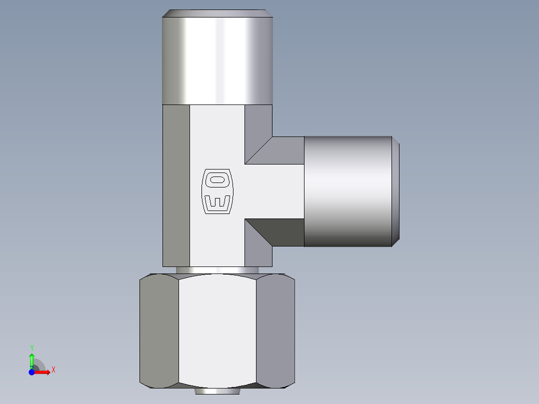 卡套式工业通用硬管接头EO_Swivel_nut_run_tee_EL06SOMDCF前视图