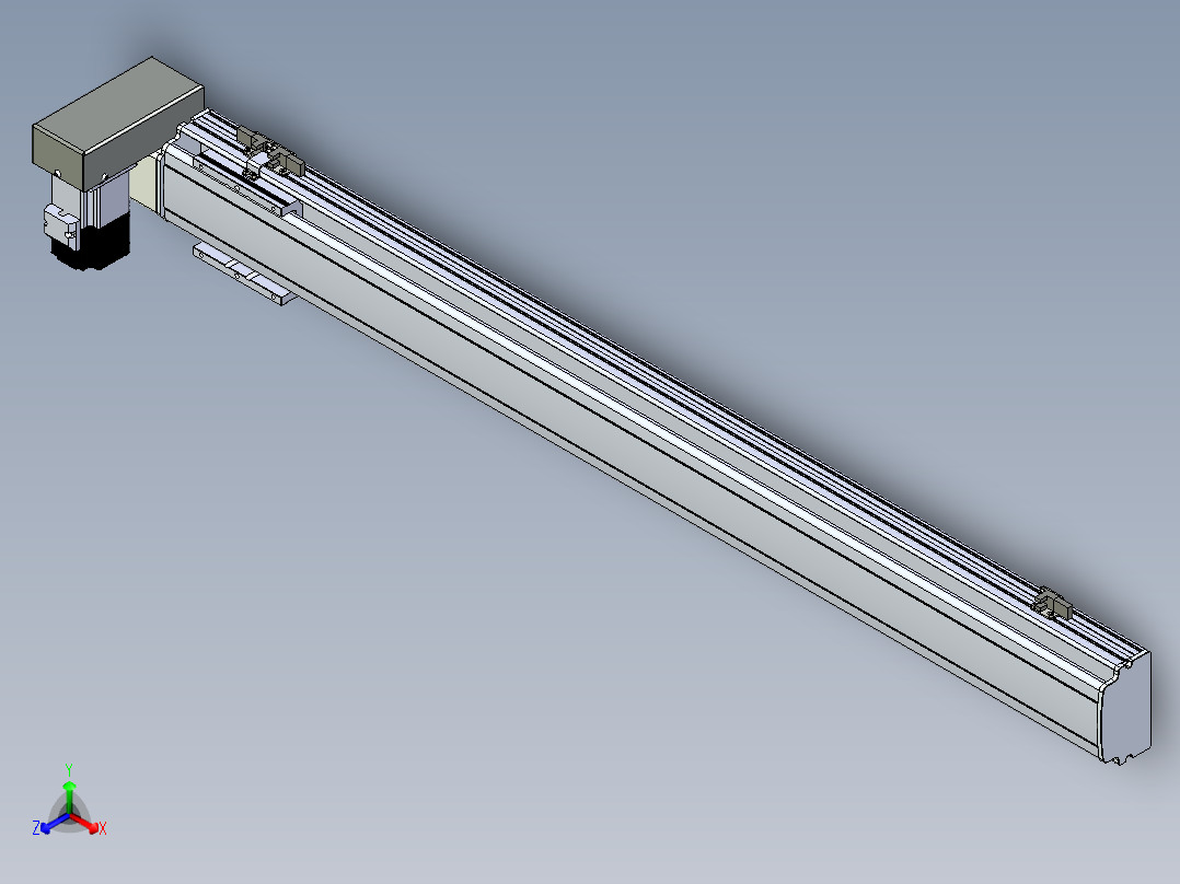 同步带滑台-半封闭B10H-L45-S950-RU-P40-D3正等轴测图
