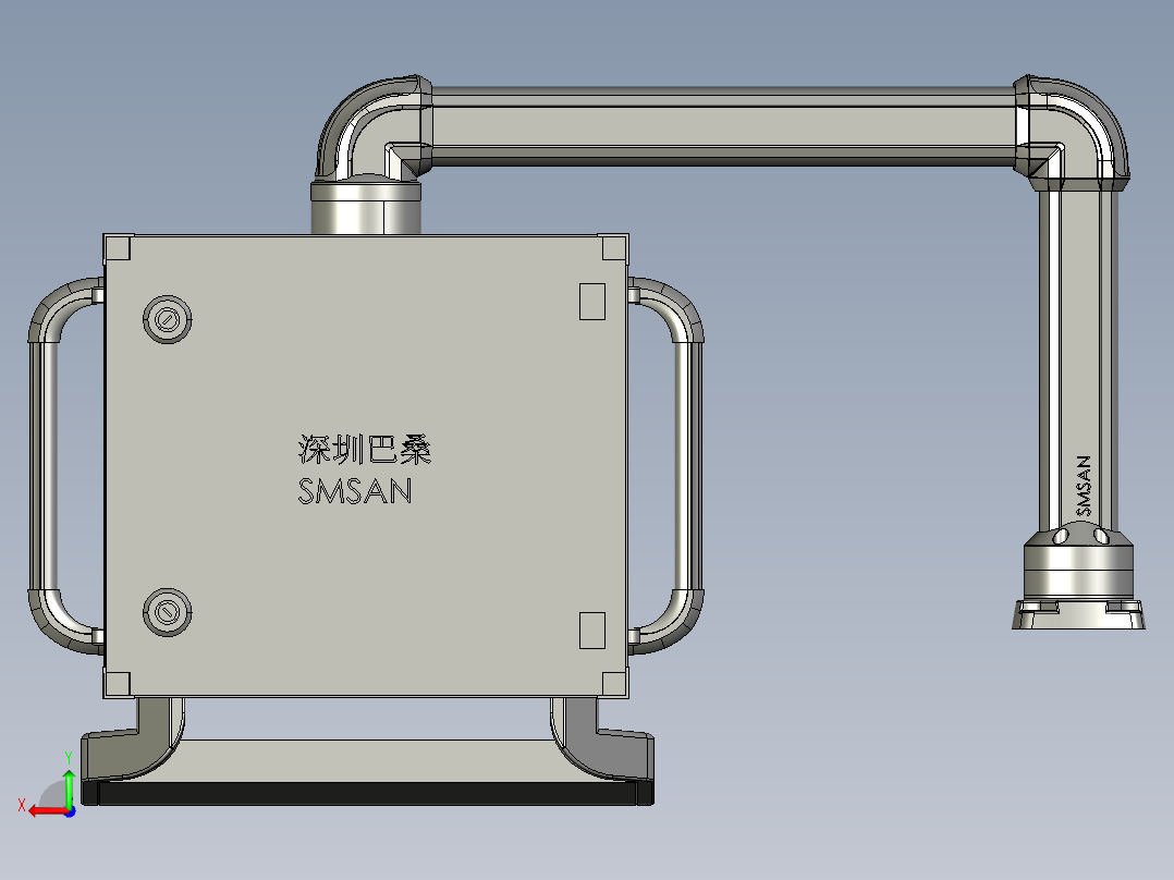 悬臂控制操控箱键盘支架-E1-旋转底座-转交-90度箱体连接器-300-500后视图