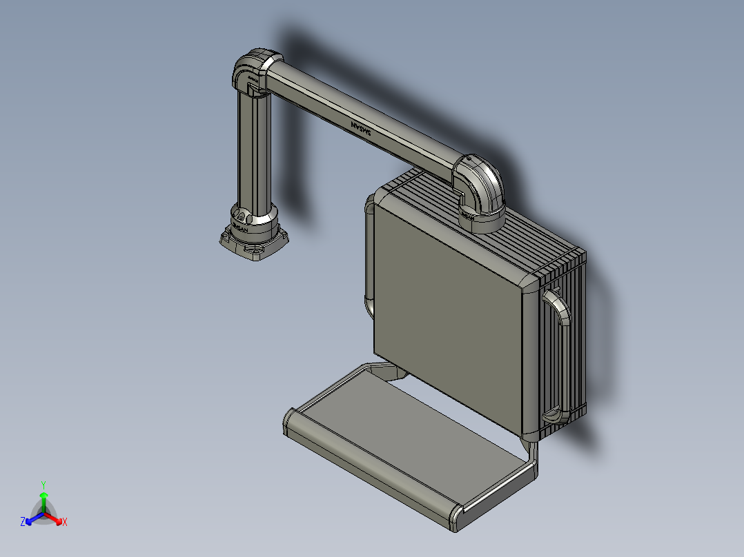 悬臂控制操控箱键盘支架-E1-旋转底座-转交-90度箱体连接器-300-500正等轴测图